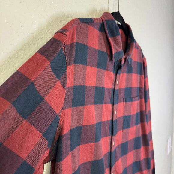 MARINE LAYER Shirt Large Downey Flannel Buffalo Plaid Button Down Front Pocket - Picture 9 of 15
